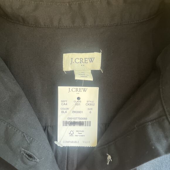 NWT J Crew Factory Ruffle Sleeve Mini Shirt Dress Size 6 in Black - Picture 6 of 8